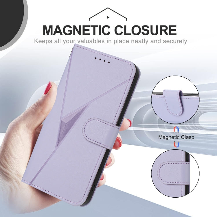 For OnePlus 12 Triangle Pattern Buckle Clasp Leather Phone Case(Light Purple) - OnePlus Cases by buy2fix | Online Shopping UK | buy2fix