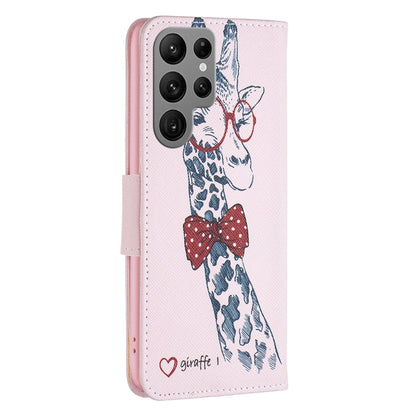 For Samsung Galaxy S25 Ultra 5G Colored Drawing Pattern Leather Phone Case(Giraffe) - Galaxy S25 Ultra 5G Cases by buy2fix | Online Shopping UK | buy2fix