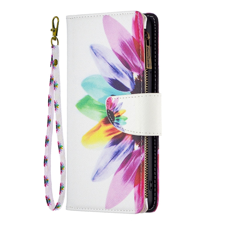 For Samsung Galaxy S25+ 5G Colored Drawing Pattern Zipper Leather Phone Case(Sun Flower) - Galaxy S25+ 5G Cases by buy2fix | Online Shopping UK | buy2fix