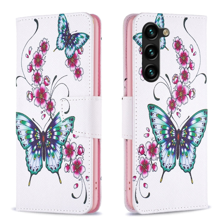 For Samsung Galaxy S25+ 5G Colored Drawing Pattern Leather Phone Case(Flowers Butterfly) - Galaxy S25+ 5G Tempered Glass by buy2fix | Online Shopping UK | buy2fix