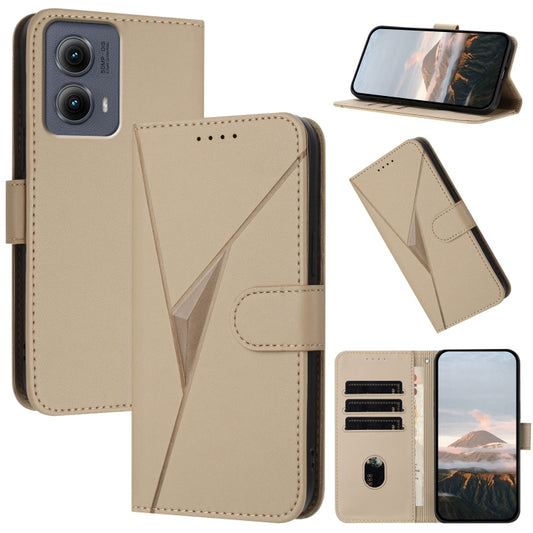 For Motorola Edge 5G 2024 Triangle Pattern Buckle Clasp Leather Phone Case(Gold) - Motorola Cases by buy2fix | Online Shopping UK | buy2fix