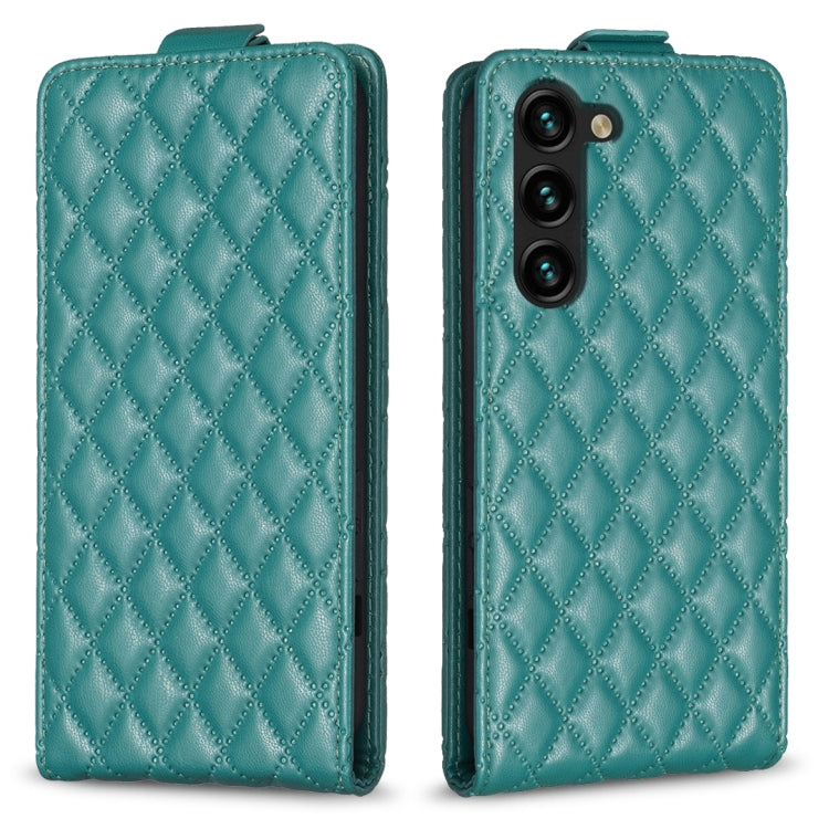 For Samsung Galaxy S25 5G Diamond Lattice Vertical Flip Leather Phone Case(Green) - Galaxy S25 5G Cases by buy2fix | Online Shopping UK | buy2fix