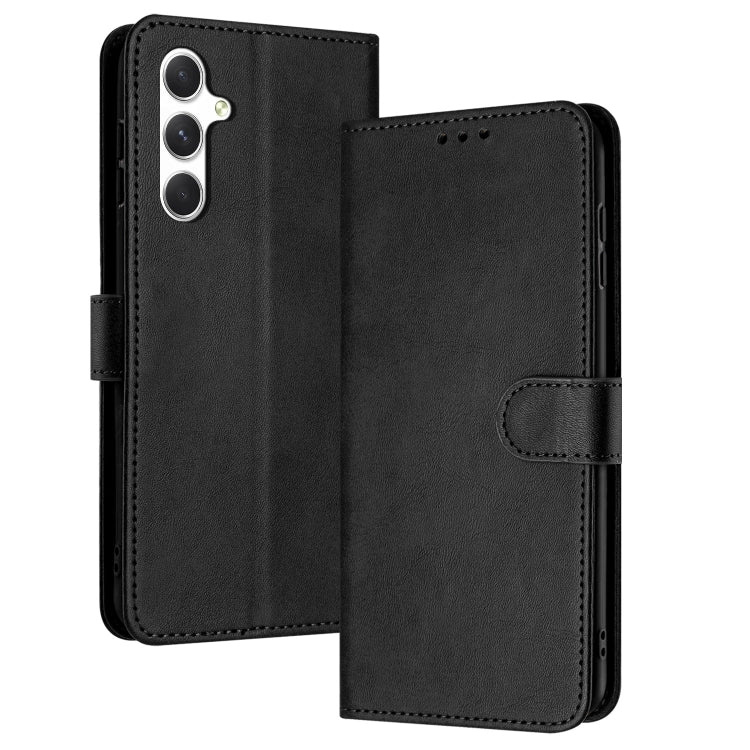 For Samsung Galaxy S25 / S24 5G Solid Calf Texture Flip Leather Phone Case(Black) - Galaxy S25 5G Cases by buy2fix | Online Shopping UK | buy2fix