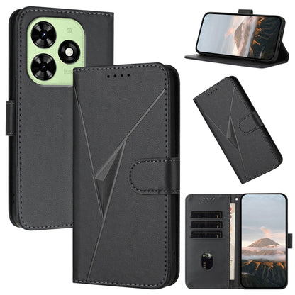 For Tecno Spark Go 2024 Triangle Pattern Buckle Clasp Leather Phone Case(Black) - Tecno Cases by buy2fix | Online Shopping UK | buy2fix