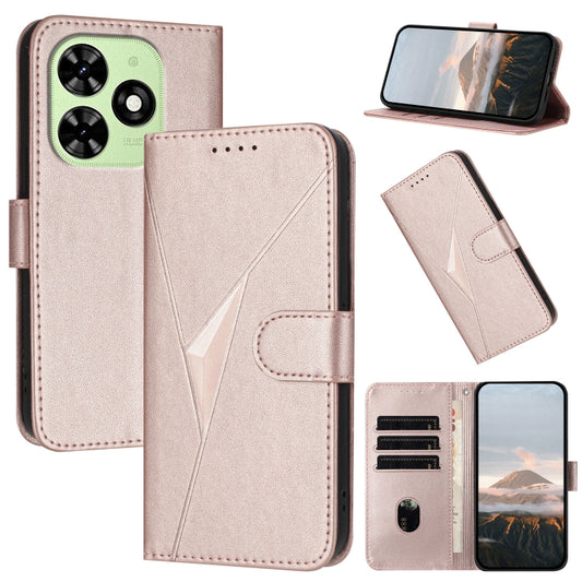 For Tecno Spark Go 2024 Triangle Pattern Buckle Clasp Leather Phone Case(Rose Gold) - Tecno Cases by buy2fix | Online Shopping UK | buy2fix