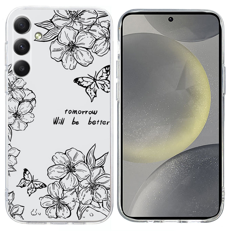 For Samsung Galaxy S25+ 5G Colorful Painting Pattern TPU Phone Case(Butterfly Flower) - Galaxy S25+ 5G Cases by buy2fix | Online Shopping UK | buy2fix