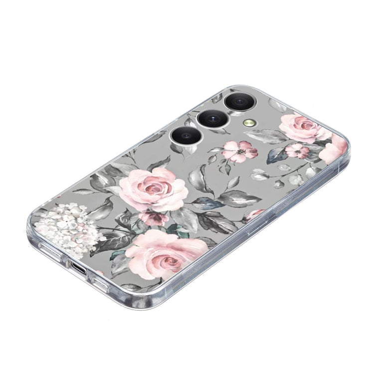 For Samsung Galaxy S25 5G Colorful Painting Pattern TPU Phone Case(Flowers On Grey) - Galaxy S25 5G Cases by buy2fix | Online Shopping UK | buy2fix