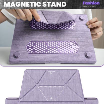 For MacBook Air 13.3 inch A2337 Fabric Magnetic Holder Laptop Protective Case(Purple) - MacBook Air Cases by buy2fix | Online Shopping UK | buy2fix