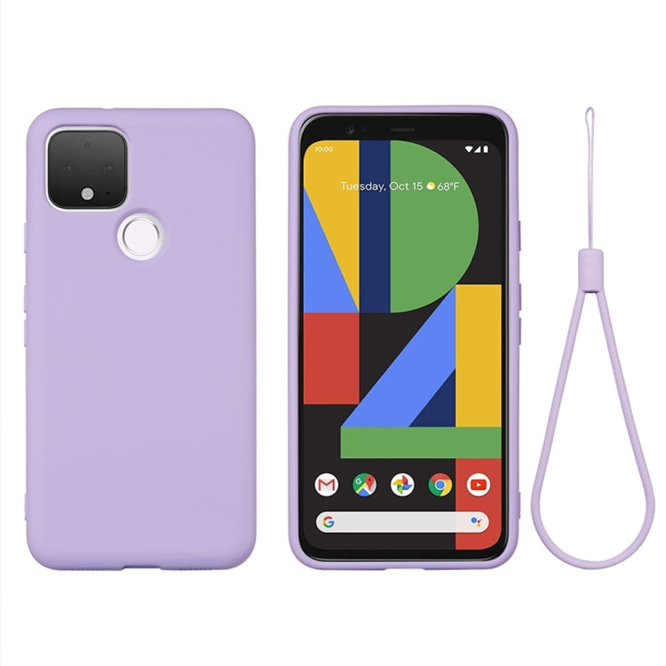 For Google Pixel 5 Pure Color Liquid Silicone Shockproof Full Coverage Case(Purple) - Google Cases by buy2fix | Online Shopping UK | buy2fix