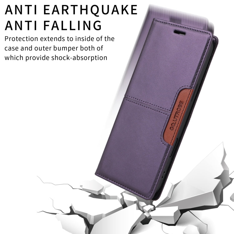 For iPhone 16 Pro GQUTROBE G01 RFID Anti-theft Leather Phone Case(Purple) - iPhone 16 Pro Cases by GQUTROBE | Online Shopping UK | buy2fix