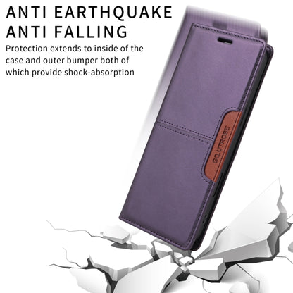 For iPhone 16 Pro GQUTROBE G01 RFID Anti-theft Leather Phone Case(Purple) - iPhone 16 Pro Cases by GQUTROBE | Online Shopping UK | buy2fix