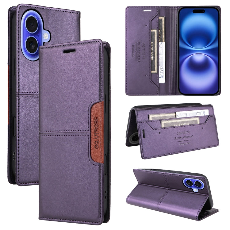 For iPhone 16 Plus GQUTROBE G01 RFID Anti-theft Leather Phone Case(Purple) - iPhone 16 Plus Cases by GQUTROBE | Online Shopping UK | buy2fix