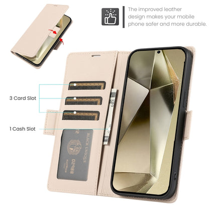 For Samsung Galaxy S25 Ultra 5G Side Buckle RFID Anti-theft Leather Phone Case(Apricot) - Galaxy S25 Ultra 5G Cases by buy2fix | Online Shopping UK | buy2fix