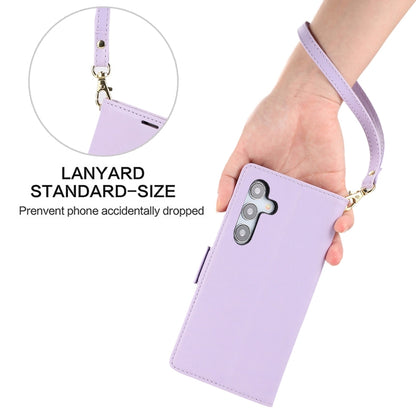 For Samsung Galaxy S25 / S24 5G Side Buckle RFID Anti-theft Leather Phone Case(Light Purple) - Galaxy S25 5G Cases by buy2fix | Online Shopping UK | buy2fix