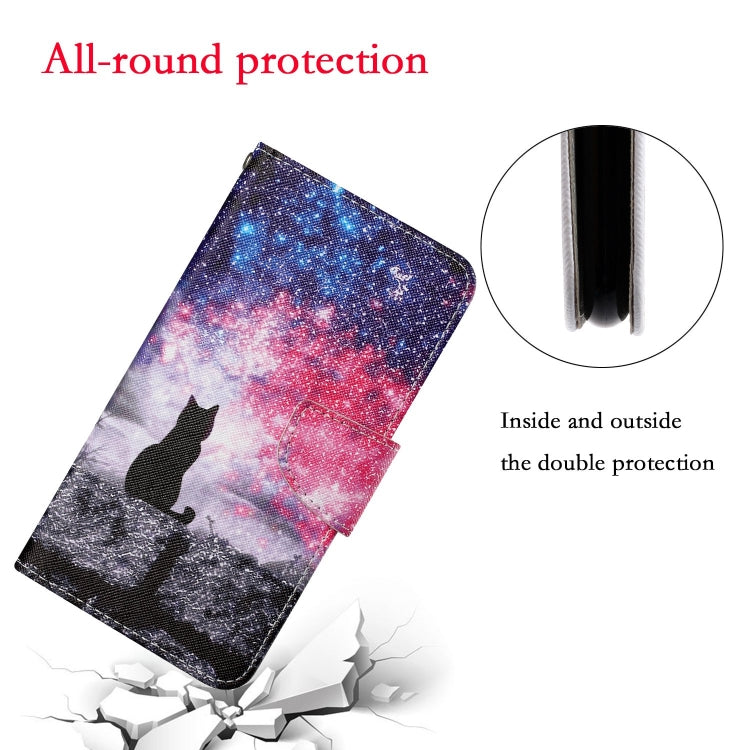 For Samsung Galaxy S25 5G Colored Drawing Pattern Leather Phone Case(Star Sky Cat) - Galaxy S25 5G Cases by buy2fix | Online Shopping UK | buy2fix