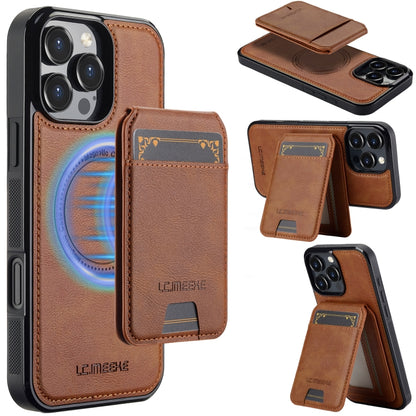 For iPhone 16 Pro Max LC.IMEEKE L3 Series Detachable RFID Card Bag Magsafe Phone Case(Brown) - iPhone 16 Pro Max Cases by LC.IMEEKE | Online Shopping UK | buy2fix