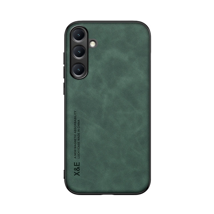 For Samsung Galaxy S25+ 5G Skin Feel Magnetic Leather Back Phone Case(Green) - Galaxy S25+ 5G Cases by buy2fix | Online Shopping UK | buy2fix