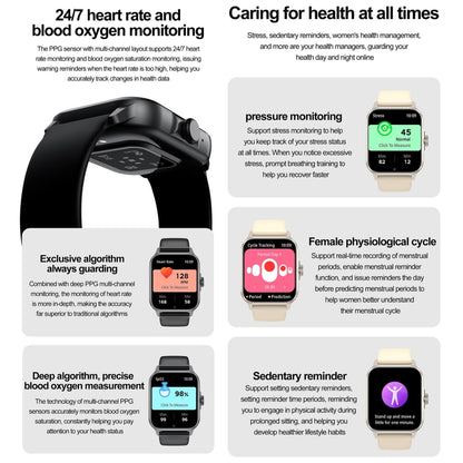 ZW36A 1.83 inch BT Call Smart Watch, Blood oxygen / Blood Pressure / Heart Rate(Black) - Smart Wristbands by buy2fix | Online Shopping UK | buy2fix