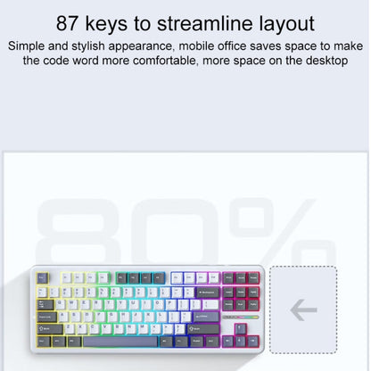 AULA F87 87 Keys Wired/2.4G/Bluetooth Three Model Customized RGB Mechanical Keyboard(Sea Salt Blue) - Wireless Keyboard by AULA | Online Shopping UK | buy2fix