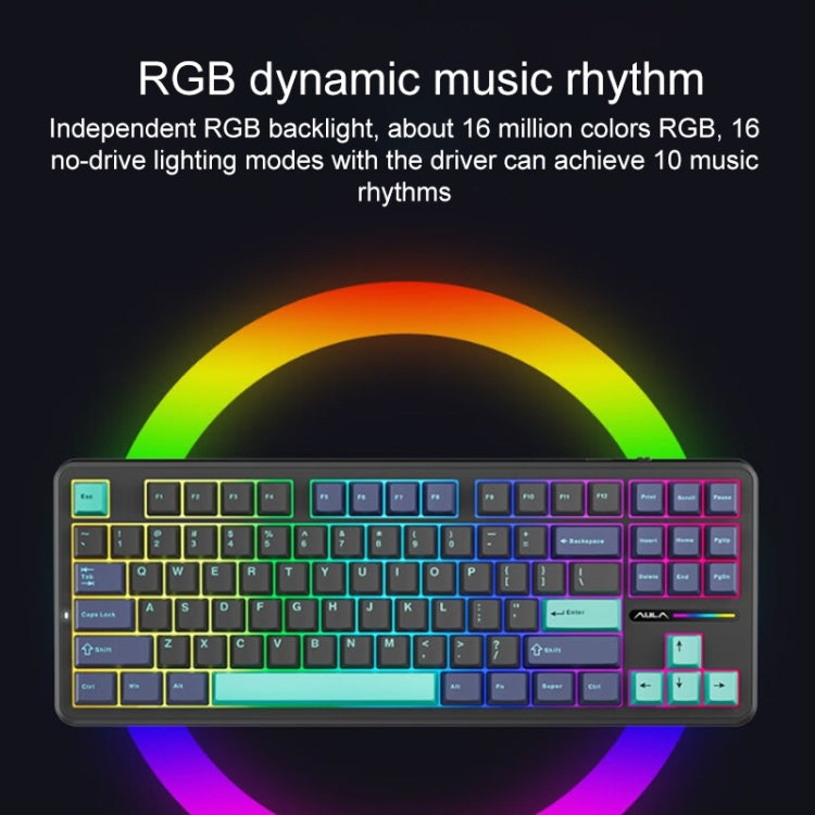 AULA F87 Pro 87 Keys Wired/2.4G/Bluetooth Three Model Customized RGB Mechanical Keyboard(Ash Wood Shaft V4) - Wireless Keyboard by AULA | Online Shopping UK | buy2fix