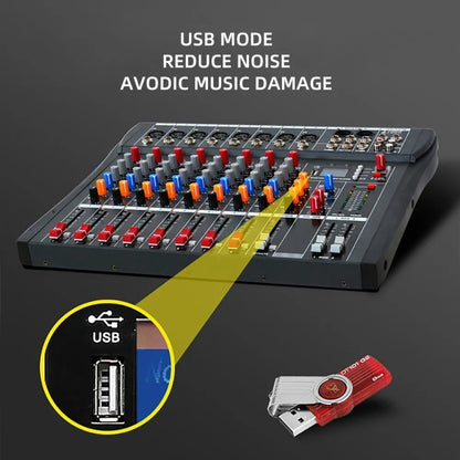 XTUGA CT80X 8-Channels Audio Mixer DJ Mixing Console with 48V Power Supply(EU Plug) - Live Sound Effects Processors by XTUGA | Online Shopping UK | buy2fix