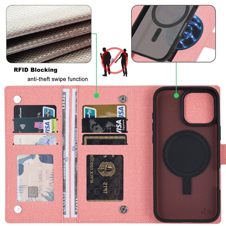 For iPhone 16 Pro ViLi GBS Series MagSafe Magnetic RFID Leather Flip Phone Case(Pink) - iPhone 16 Pro Cases by ViLi | Online Shopping UK | buy2fix