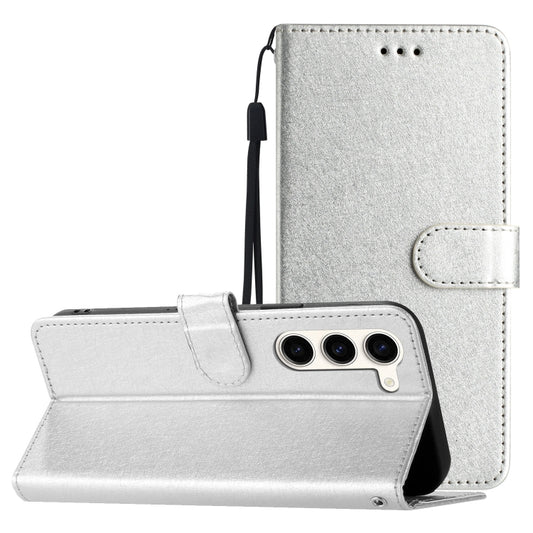 For Samsung Galaxy S25 5G Silk Texture Horizontal Flip Leather Phone Case(Silver) - Galaxy S25 5G Cases by buy2fix | Online Shopping UK | buy2fix