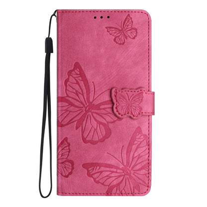 For Samsung Galaxy S25 Ultra 5G Skin-feel Embossed Butterfly Leather Phone Case(Rose Red) - Galaxy S25 Ultra 5G Tempered Glass by buy2fix | Online Shopping UK | buy2fix