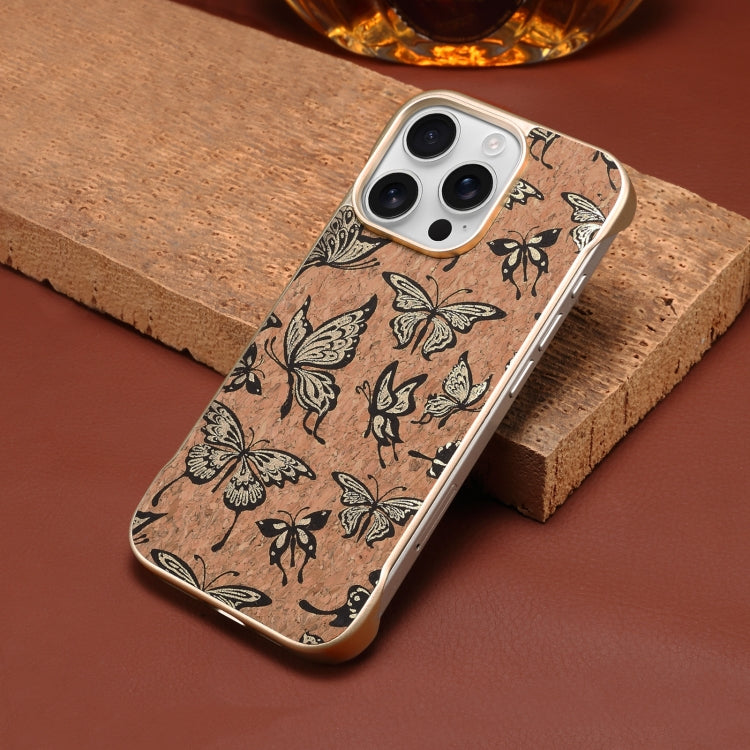 For iPhone 16 Pro Denior A18 WoodenPaint MagSafe Phone Case(Butterflies) - iPhone 16 Pro Cases by Denior | Online Shopping UK | buy2fix