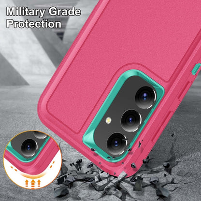 For Samsung Galaxy S24 / S25 5G Rugged PC Hybrid Silicone Phone Case with Holder(Rose Red+Light Green) - Galaxy S25 5G Cases by buy2fix | Online Shopping UK | buy2fix