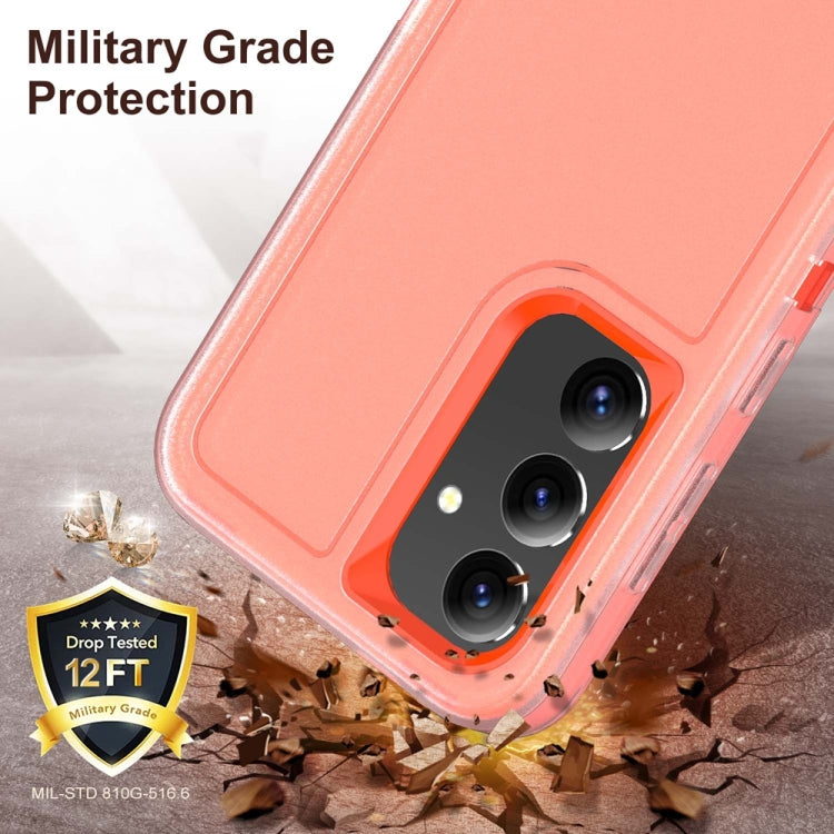 For Samsung Galaxy S24+ / S25+ 5G Rugged PC Hybrid Silicone Phone Case with Holder(Transparent+Orange) - Galaxy S25+ 5G Cases by buy2fix | Online Shopping UK | buy2fix