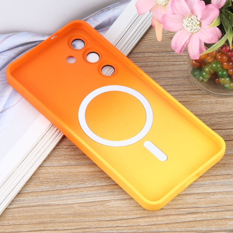 For Samsung Galaxy S25+ 5G Liquid TPU Silicone Gradient MagSafe Phone Case(Orange Yellow) - Galaxy S25+ 5G Cases by buy2fix | Online Shopping UK | buy2fix