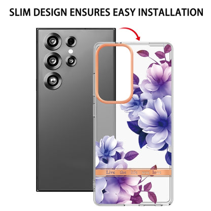 For Samsung Galaxy S25 Ultra 5G Flowers and Plants Series IMD TPU Phone Case(Purple Begonia) - Galaxy S25 Ultra 5G Cases by buy2fix | Online Shopping UK | buy2fix