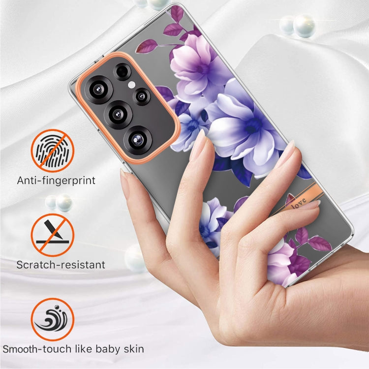 For Samsung Galaxy S25 Ultra 5G Flowers and Plants Series IMD TPU Phone Case(Purple Begonia) - Galaxy S25 Ultra 5G Cases by buy2fix | Online Shopping UK | buy2fix