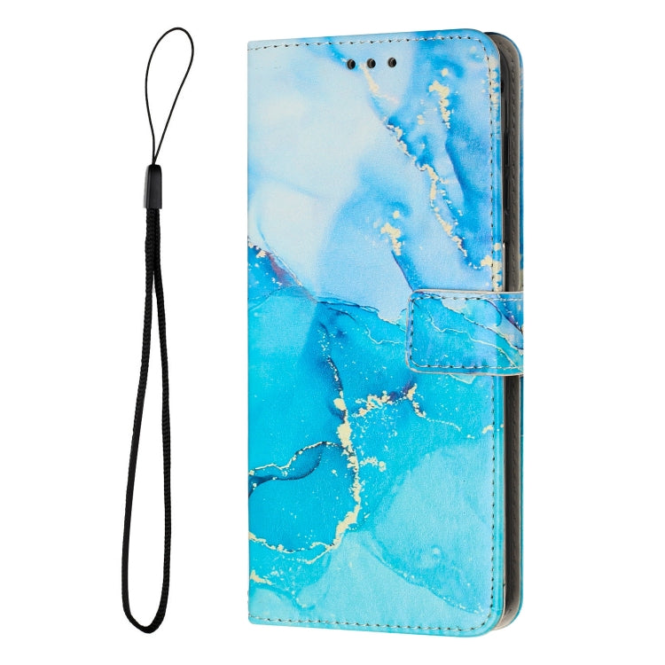 For Samsung Galaxy S25 5G Painted Marble Pattern Leather Phone Case(Blue Green) - Galaxy S25 5G Cases by buy2fix | Online Shopping UK | buy2fix