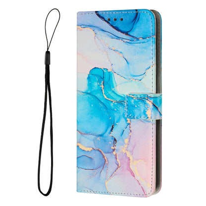 For Samsung Galaxy S25 Ultra 5G Painted Marble Pattern Leather Phone Case(Pink Green) - Galaxy S25 Ultra 5G Cases by buy2fix | Online Shopping UK | buy2fix