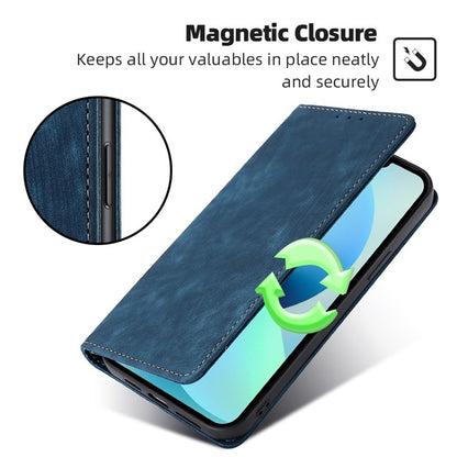 For Samsung Galaxy S25 5G RFID Anti-theft Brush Magnetic Leather Phone Case(Blue) - Galaxy S25 5G Cases by buy2fix | Online Shopping UK | buy2fix