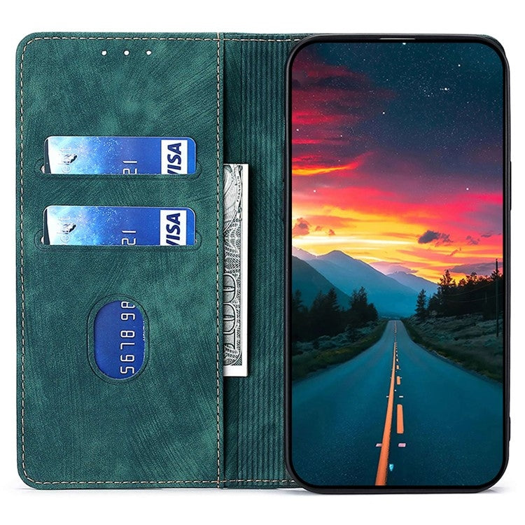 For Samsung Galaxy S25 5G RFID Anti-theft Brush Magnetic Leather Phone Case(Green) - Galaxy S25 5G Cases by buy2fix | Online Shopping UK | buy2fix