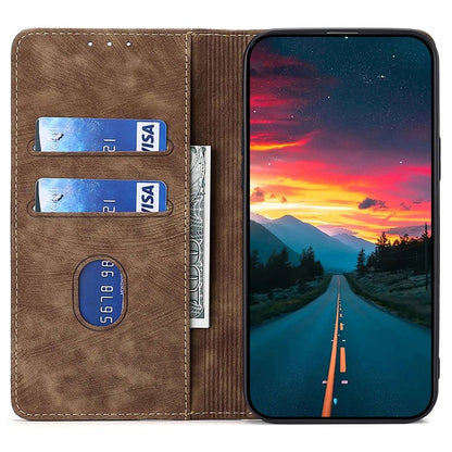 For Samsung Galaxy S25+ 5G RFID Anti-theft Brush Magnetic Leather Phone Case(Brown) - Galaxy S25+ 5G Cases by buy2fix | Online Shopping UK | buy2fix