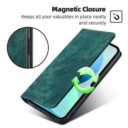 For Samsung Galaxy S25+ 5G RFID Anti-theft Brush Magnetic Leather Phone Case(Green) - Galaxy S25+ 5G Cases by buy2fix | Online Shopping UK | buy2fix