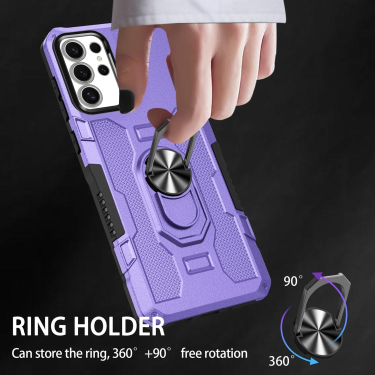 For Samsung Galaxy S25 Ultra 5G Ring Holder Armor Hybrid Phone Case(Purple) - Galaxy S25 Ultra 5G Cases by buy2fix | Online Shopping UK | buy2fix