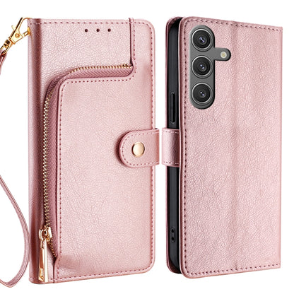 For Samsung Galaxy S25+ 5G Zipper Bag Leather Phone Case(Rose Gold) - Galaxy S25+ 5G Cases by buy2fix | Online Shopping UK | buy2fix