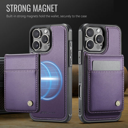 For iPhone 16 Pro Max JEEHOOD J06 British Style RFID MagSafe Card Bag PU Phone Case(Purple) - iPhone 16 Pro Max Cases by JEEHOOD | Online Shopping UK | buy2fix