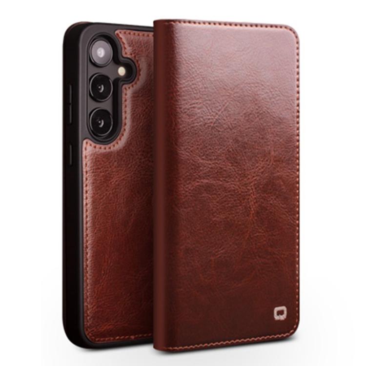 For Samsung Galaxy S25+ 5G QIALINO Genuine Leather Phone Case(Brown) - Galaxy S25+ 5G Cases by QIALINO | Online Shopping UK | buy2fix