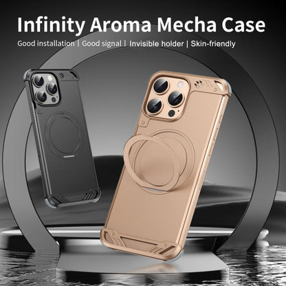 For iPhone 16 Pro R-JUST RJ63-1 Frameless Aroma Mecha MagSafe Holder Phone Case(Silver) - iPhone 16 Pro Cases by R-JUST | Online Shopping UK | buy2fix