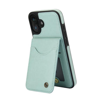 For iPhone 16 Plus AwQuer Vertical Flip Card Bag Holder Leather Phone Case(Green) - iPhone 16 Plus Cases by Awquer | Online Shopping UK | buy2fix