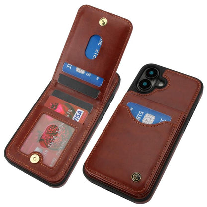 For iPhone 16 Plus AwQuer Vertical Flip Card Bag Holder Leather Phone Case(Brown) - iPhone 16 Plus Cases by Awquer | Online Shopping UK | buy2fix