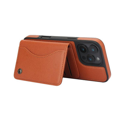 For iPhone 16 Pro AwQuer Horizontal Flip Card Bag Holder Leather Phone Case(Brown) - iPhone 16 Pro Cases by Awquer | Online Shopping UK | buy2fix