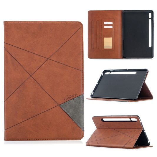 For Samsung Galaxy Tab S8 / Galaxy Tab S7 T870 Rhombus Texture Horizontal Flip Magnetic Leather Case with Holder & Card Slots(Brown) - Galaxy Tab S8 Cases by buy2fix | Online Shopping UK | buy2fix