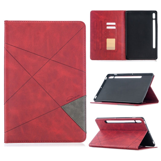 For Samsung Galaxy Tab S8 / Galaxy Tab S7 T870 Rhombus Texture Horizontal Flip Magnetic Leather Case with Holder & Card Slots(Red) - Galaxy Tab S8 Cases by buy2fix | Online Shopping UK | buy2fix